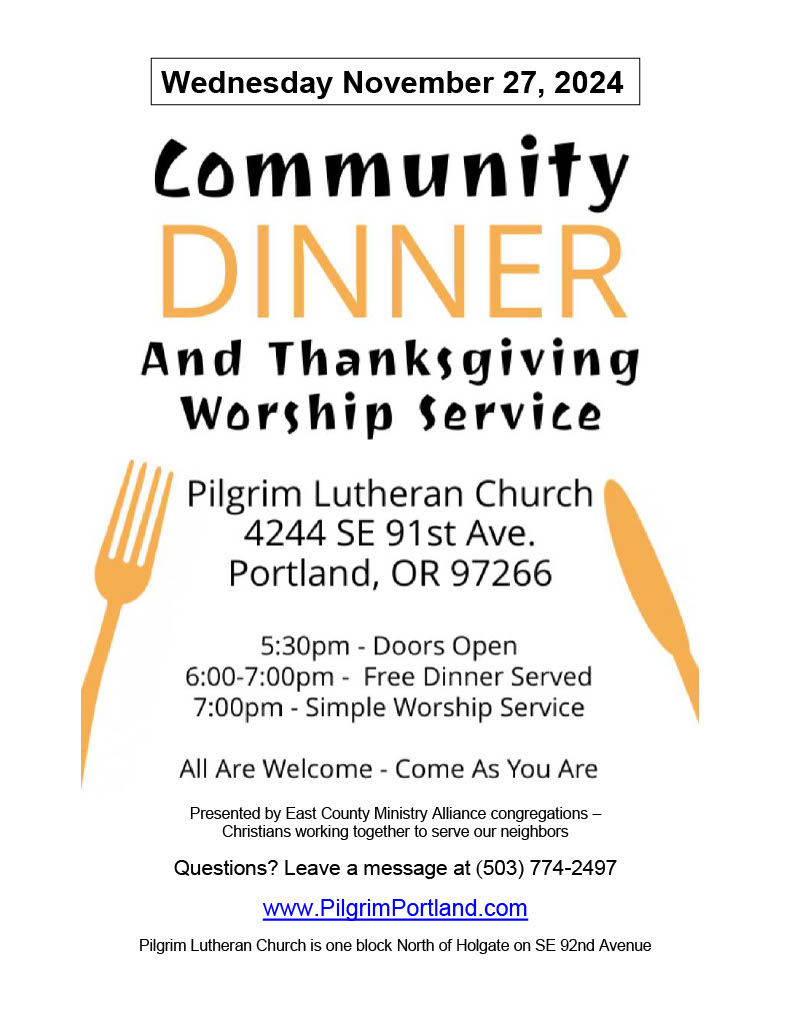 Pilgrim Lutheran Church Thanksgiving flyer